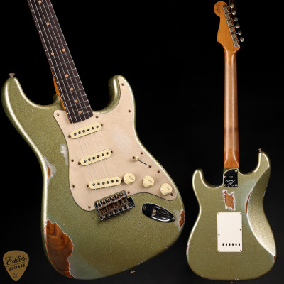 Fender Custom Shop Eddie's Guitars Exclusive Dealer Select Roasted 1963 Stratocaster Heavy Relic - Aged Sage Green Sparkle