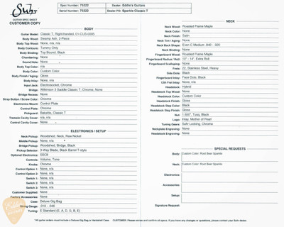 2024 - Suhr Eddie's Guitars Exclusive Roasted Classic T - Root Beer Sparkle