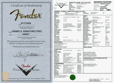 2024 - Fender Custom Shop Johnny A. Signature Stratocaster - Sunset Glow Metallic