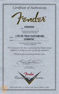 Fender Custom Shop Limited Edition HS Telecaster Custom Relic Electric Guitar in Aged Charcoal Frost Metallic