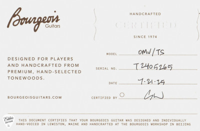 Bourgeois Touchstone Vintage OM – Sitka Spruce & Indian Rosewood – LR Baggs Anthem Acoustic Guitar