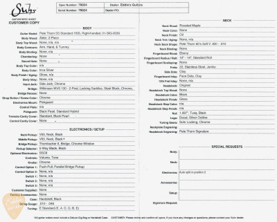 Suhr Pete Thorn Standard HSS Signature - Inca Silver