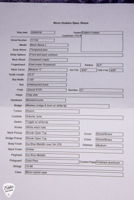 2017 – Novo Serus J Electric Guitar in Ice Blue Metallic over ’64 3 Tone Burst