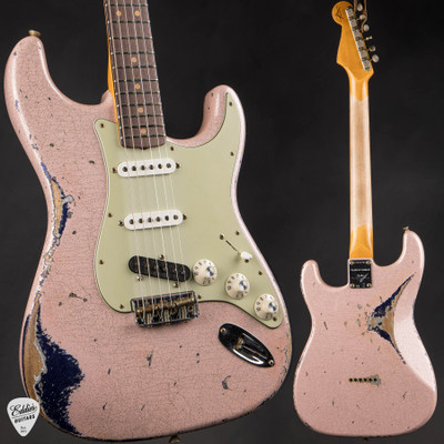 Fender Custom Shop Limited Edition Hotshot Stratocaster Heavy Relic Aged Shell Pink Sparkle over Aged Purple Sparkle Electric Guitar