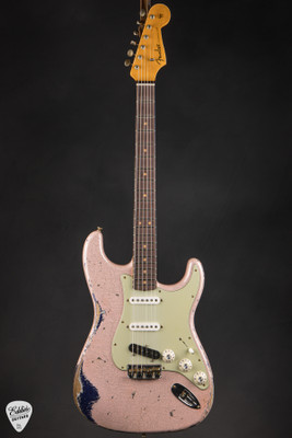 Fender Custom Shop Limited Edition Hotshot Stratocaster Heavy Relic Aged Shell Pink Sparkle over Aged Purple Sparkle Electric Guitar