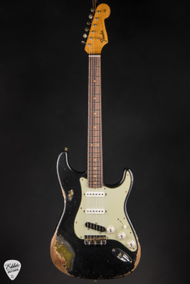 Fender Custom Shop Limited Edition Hotshot Stratocaster Heavy Relic electric guitar in Black Sparkle over Aged Chartreuse Sparkle