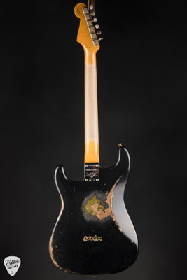 Fender Custom Shop Limited Edition Hotshot Stratocaster Heavy Relic electric guitar in Black Sparkle over Aged Chartreuse Sparkle