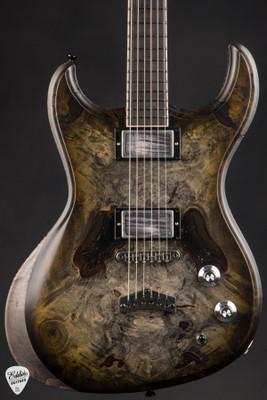 Dunable Gnarwhal – Flamed Swamp Ash & Glow Resin Buckeye Burl Electric Guitar in Charcoal Tobacco Burst