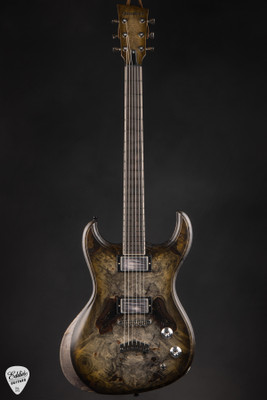 Dunable Gnarwhal – Flamed Swamp Ash & Glow Resin Buckeye Burl Electric Guitar in Charcoal Tobacco Burst