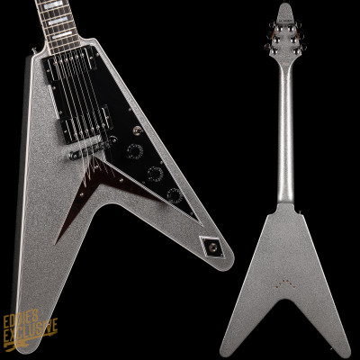 Gibson Custom Shop Made 2 Measure Flying V Custom Gloss Electric Guitar in Silver Sparkle 7.1 #CS400958