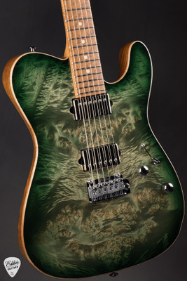 Suhr Modern T – Waterfall Burl Maple & Roasted Swamp Ash Electric Guitar in Faded Trans Green Burst