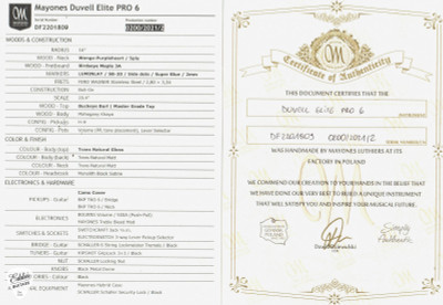 2024 – Mayones Duvell Elite Pro 6 Electric Guitar in Transparent Natural Gloss/Buckeye Burl