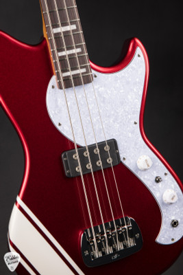 G&L Custom Shop Fallout Shortscale Bass Bass Guitar in Candy Apple Red w/Racing Stripe