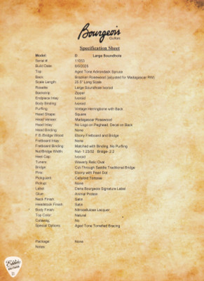 Bourgeois Spec Sheet