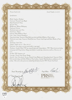PRS Certificate of Authenticity