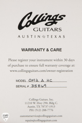 Collings OM2A Hill Country – Adirondack Spruce & Indian Rosewood Acoustic Guitar
