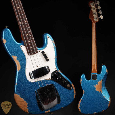 2024 - Fender Eddie's Guitars Exclusive Custom Shop 1964 Jazz Bass Heavy Relic - Blue Sparkle