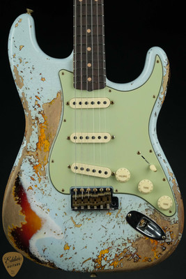 Fender Custom Shop Limited Edition 1959 Stratocaster Super Heavy Relic - Aged Sonic Blue over Chocolate 3-Tone Sunburst