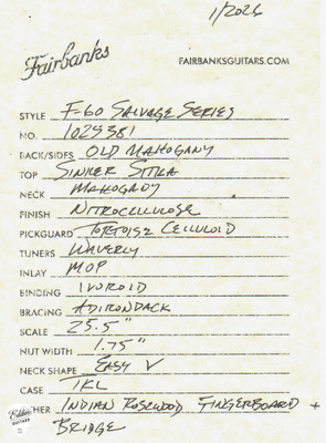 spec sheet for Fairbanks F-60