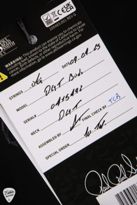 Hang Tag for Paul Reed Smith DGT (David Grissom Trem) Electric Guitar in Charcoal