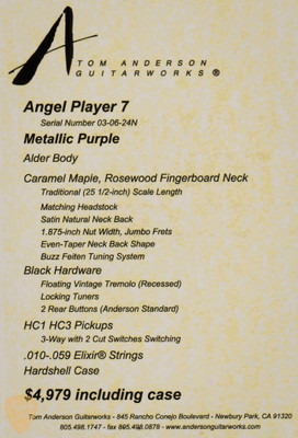 Tom Anderson Angel Player 7 40th Anniversary - Metallic Purple