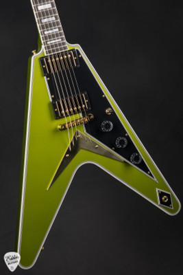 Gibson Custom Shop PSL Flying V Custom Gloss Electric Guitar in Gecko Green Metallic