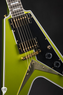 Gibson Custom Shop PSL Flying V Custom Gloss Electric Guitar in Gecko Green Metallic