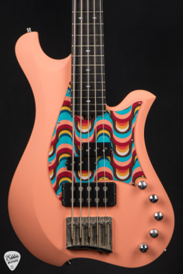 Bacci Marleo 5 String Electric Bass Guitar in Velvet Peach with Parato Waves