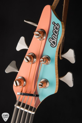 Bacci Marleo 5 String Electric Bass Guitar in Velvet Peach with Parato Waves