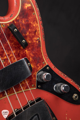Fender Custom Shop Masterbuilt W22 1961 Jazz Bass Heavy Relic - Aged Fiesta Red Over 3-Color Sunburst