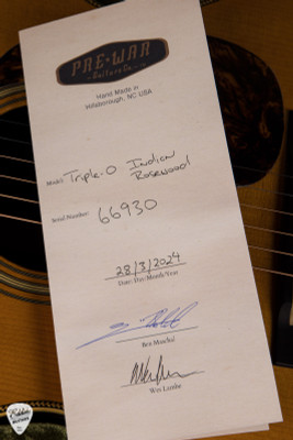 2024 – Pre-War 000 Acoustic Guitar with Adirondack Spruce & Old Growth Indian Rosewood