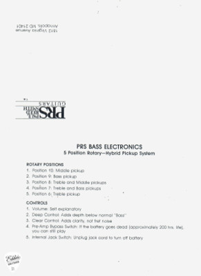 1987 - Paul Reed Smith Bass 4 - Pearl White