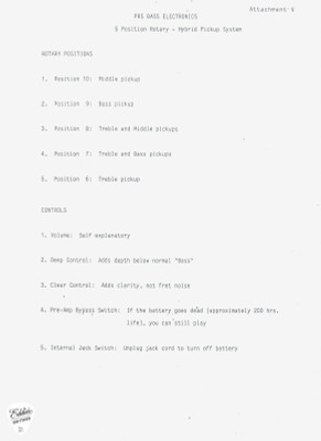 1987 - Paul Reed Smith Bass 4 - Pearl White