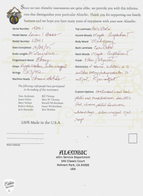 Alembic Series I Bass Guitar in Cocobolo