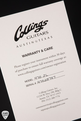 Collings 470 JL Electric Guitar with Antique Sunburst Top