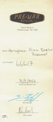 2022 – Pre-War Herringbone Dreadnought – Adirondack Spruce & Primo Brazilian Rosewood Acoustic Guitar