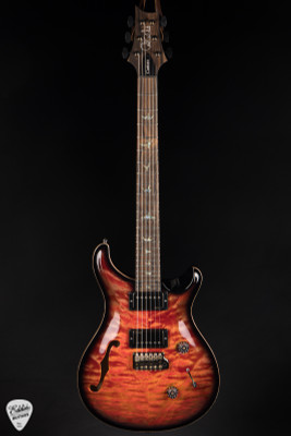 Paul Reed Smith Eddie’s Guitars Wood Library Custom 24 Semi-Hollow Korina/Ziricote Blood Orange Smokeburst Electric Guitar
