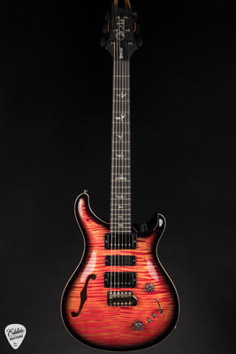 PRS Eddie’s Guitars Wood Library Special Semi Hollow Blood Orange Smokeburst/Ebony FB/RW Neck Electric Guitar