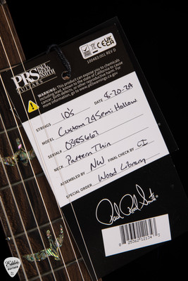Paul Reed Smith Eddie's Guitars Wood Library Custom 24 Semi-Hollow Korina/Ziricote Aquableux Purple Burst electric guitar