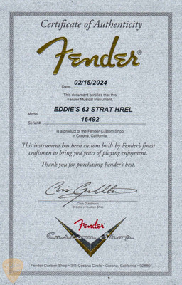 Fender Custom Shop Eddie's Guitars Exclusive Dealer Select Roasted 1963 Stratocaster Heavy Relic - Black