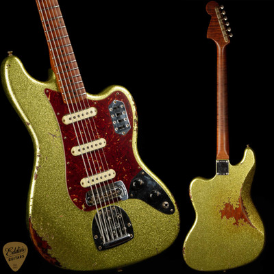 Fender Custom Shop Eddie's Guitars Exclusive Heavy Relic® Bass VI - Chartreuse Sparkle