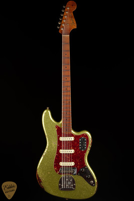 Fender Custom Shop Eddie's Guitars Exclusive Heavy Relic® Bass VI - Chartreuse Sparkle