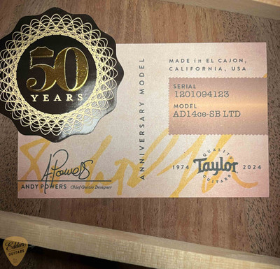 2024 - Taylor 50th Anniversary AD14ce-SB LTD