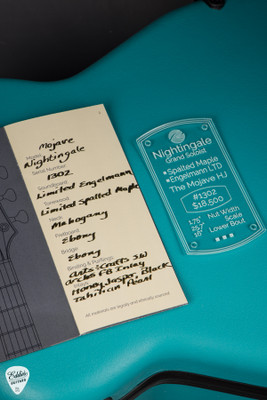 Case Card for Kevin Ryan Mojave Series Nightingale Grand Soloist  Acoustic Guitar with Engelmann Spruce & Spalted Maple