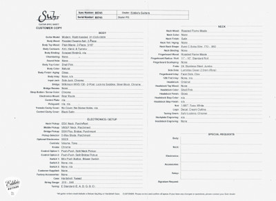 Suhr Spec Sheet