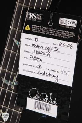 PRS Eddie's Guitars Wood Library Modern Eagle V Rosewood Neck Frost Blue Metallic electric guitar