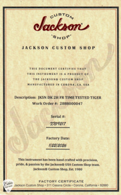 Jackson USA Custom Shop DK 2H FR Time Tested Tiger electric guitar