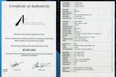 Tom Anderson Lil Angel Player Corvette Yellow electric guitar