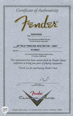 Fender Custom Shop Certificate of Authenticity