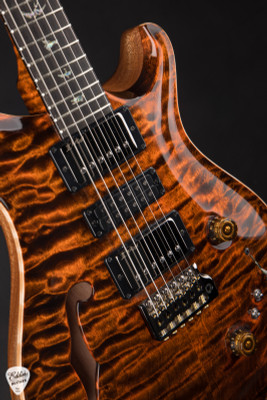 PRS Eddie's Guitars Wood Library Special Semi Hollow Quilt/Stained Maple Neck Orange Tiger electric guitar